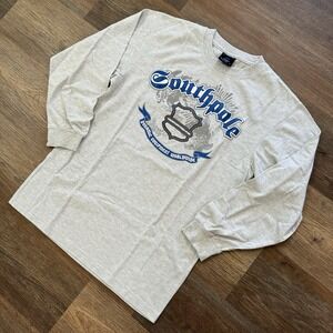 Y2K Southpole Kids Crest L/S T Shirt Sz L Skater Grunge White Blue‎